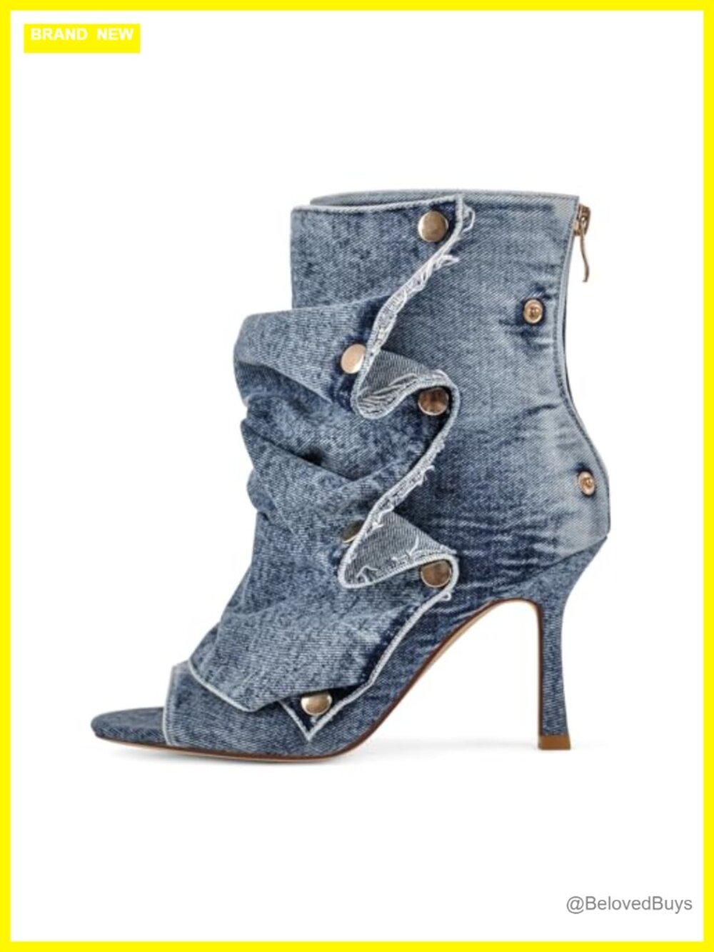 Women's Peep Toe Booties Slouchy Stiletto Kitten Heel Open Toe Back Zipper